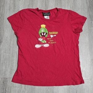 Y2K Looney Tunes Marvin the Martian Red Top Women's "You! Off My Planet"